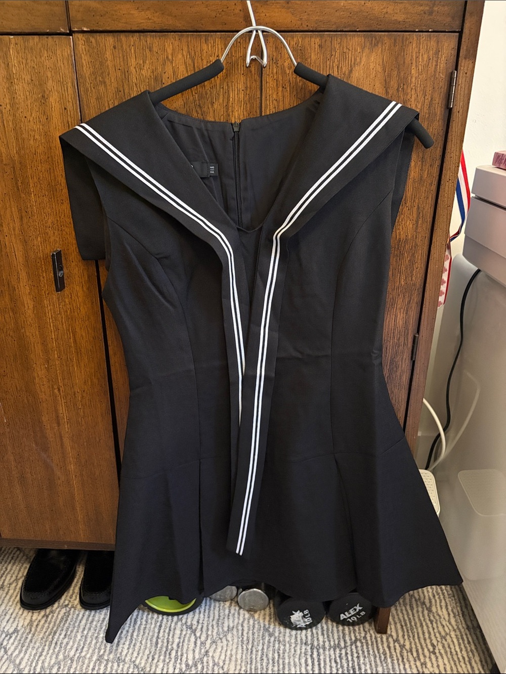 Simons Sailor Black Dress with White Stripe Trim